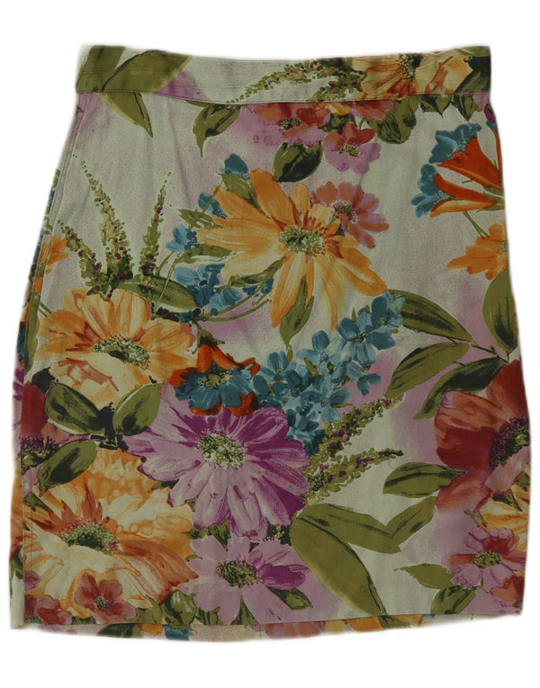 Gonna dritta da donna vintage IT 46 grande W30 floreale multicolore