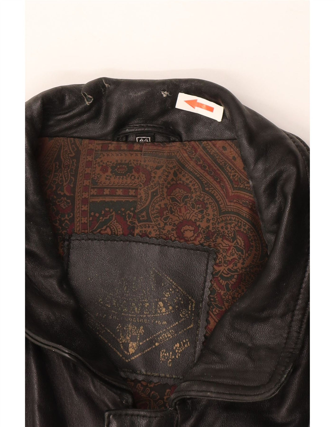 Giacca in pelle vintage da uomo UK 44 2XL Pelle nera