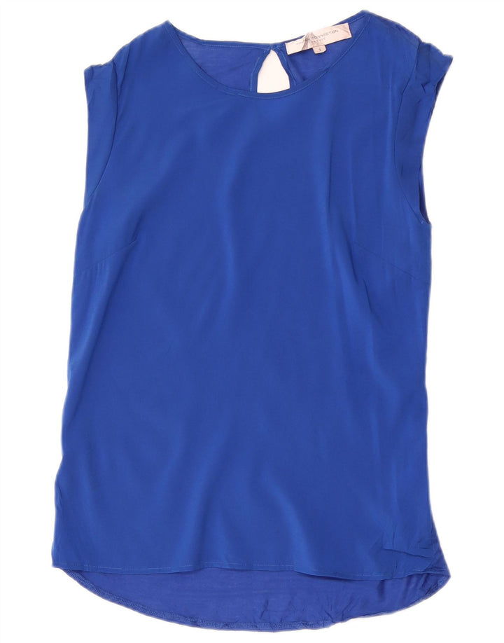Top camicetta senza maniche da donna French Connection UK 10 piccolo poliestere blu