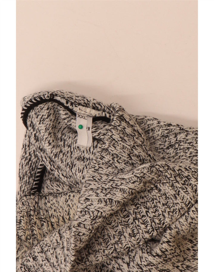 Maglione maglione collo alto da uomo VINTAGE 2XL Acrilico Fair Isle grigio