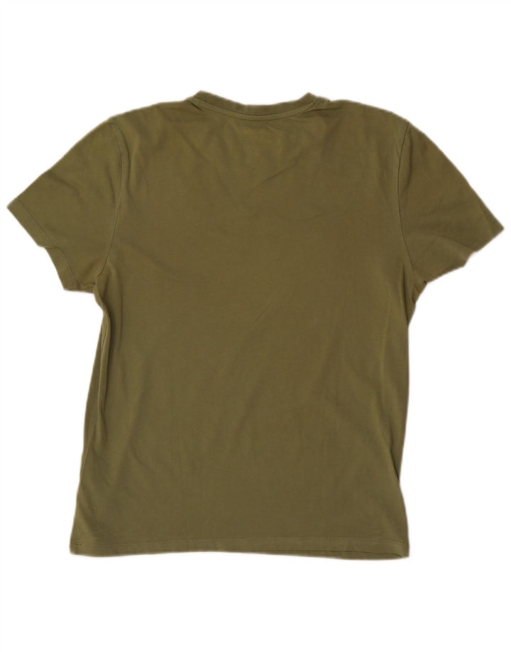 Blauer T-shirt grafica da uomo Top Small in cotone kaki