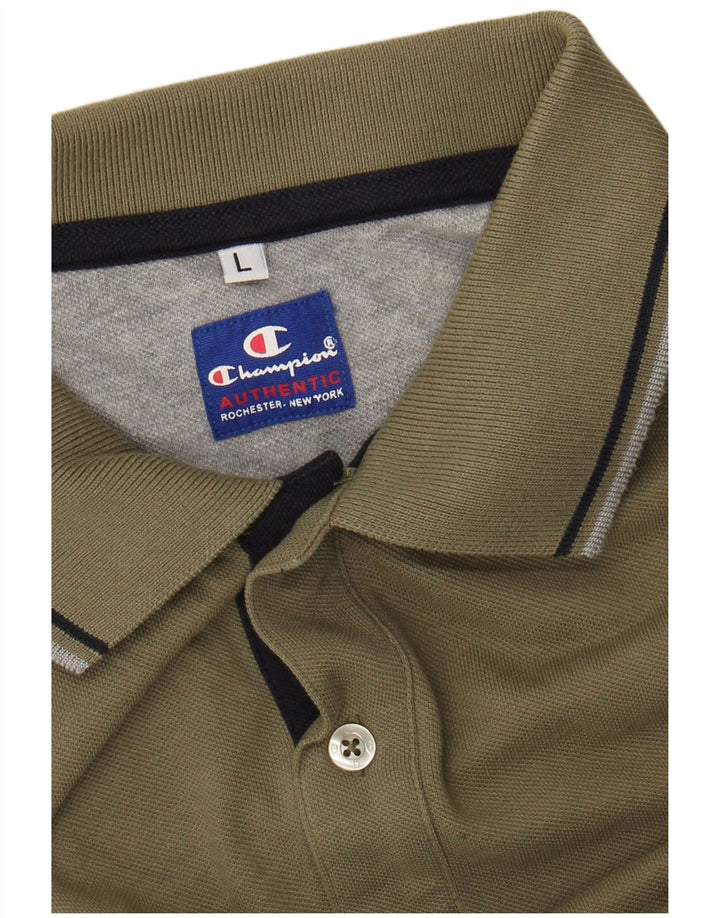 CHAMPION Mens Polo Shirt Large Khaki