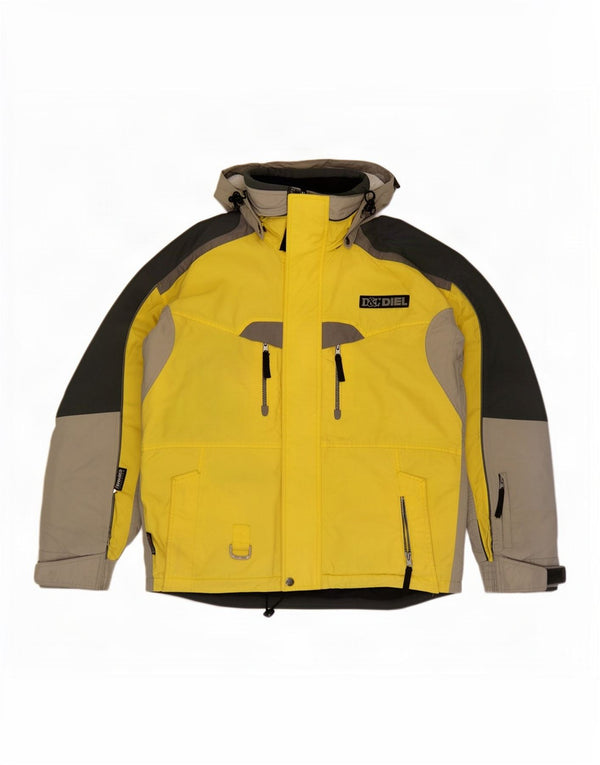 Giacca da sci con cappuccio da uomo Diel UK 38 Medium Yellow Colourblock