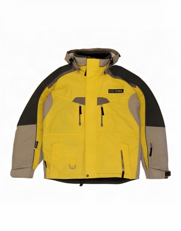 Giacca da sci con cappuccio da uomo Diel UK 38 Medium Yellow Colourblock