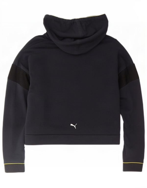 Felpa con cappuccio corta grafica da donna Puma UK 14 blocco colore blu navy medio