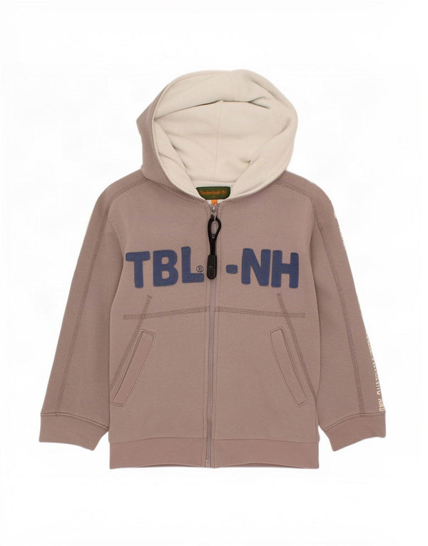 Maglione con cappuccio e zip grafica per ragazzi Timberland 4-5 anni in cotone marrone