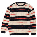 Maglione vintage da uomo con scollo a barca a righe multicolori