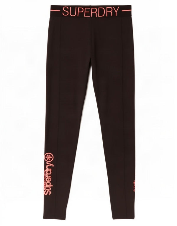 Superdry Womens Graphic Leggings UK 14 Medium Black Polyester