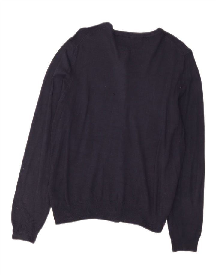 Maglione cardigan da donna Marks & Spencer UK 14 grande viscosa blu navy