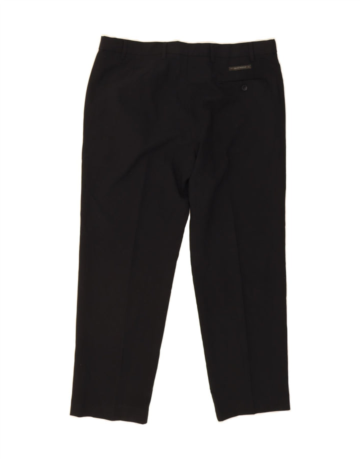 MARKS & SPENCER Mens Straight Suit Trousers W38 L29 Navy Blue Polyester Vintage Marks & Spencer and Second-Hand Marks & Spencer from Messina Hembry 