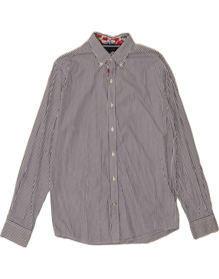 TOMMY HILFIGER Mens Shirt Medium Blue Striped Cotton Vintage Tommy Hilfiger and Second-Hand Tommy Hilfiger from Messina Hembry 