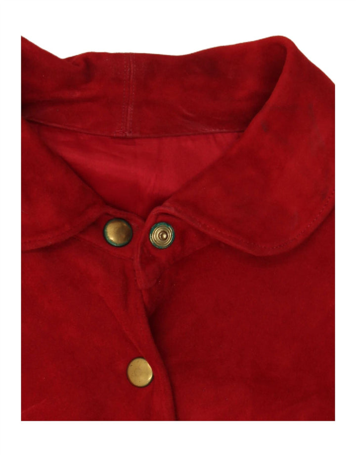 Set gonna 2 pezzi in pelle scamosciata da donna VINTAGE UK 14 medio W30 pelle rossa