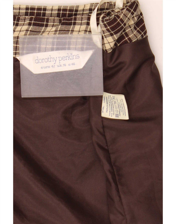 Minigonna da donna Dorothy Perkins UK 16 Large W32 Poliestere a quadri marrone