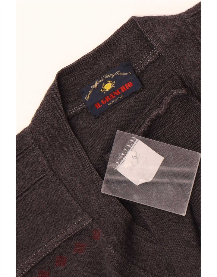 Maglione da uomo con scollo a V Il Granchio, grande, in lana grigia