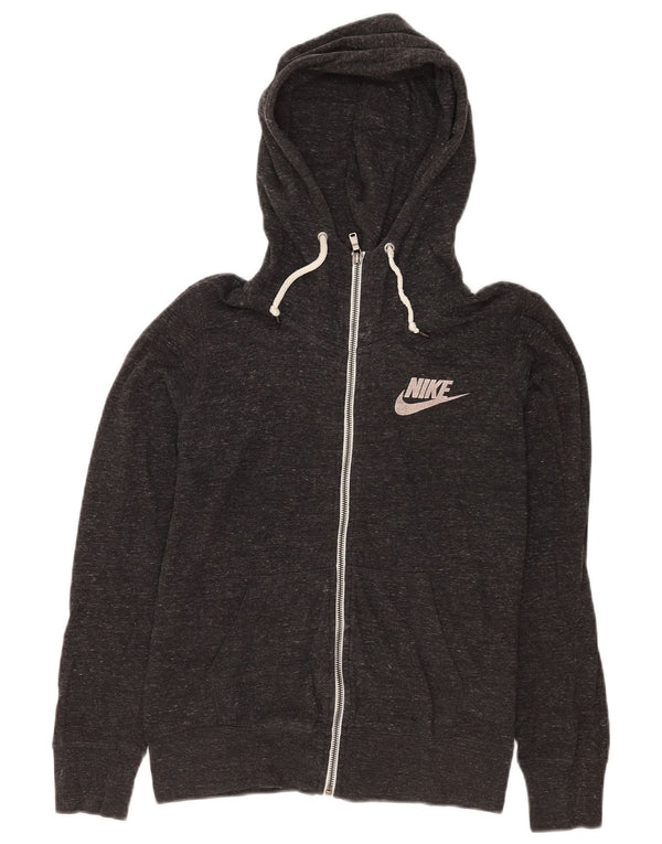Felpa con cappuccio e zip da donna Nike UK 12 Cotone screziato grigio medio