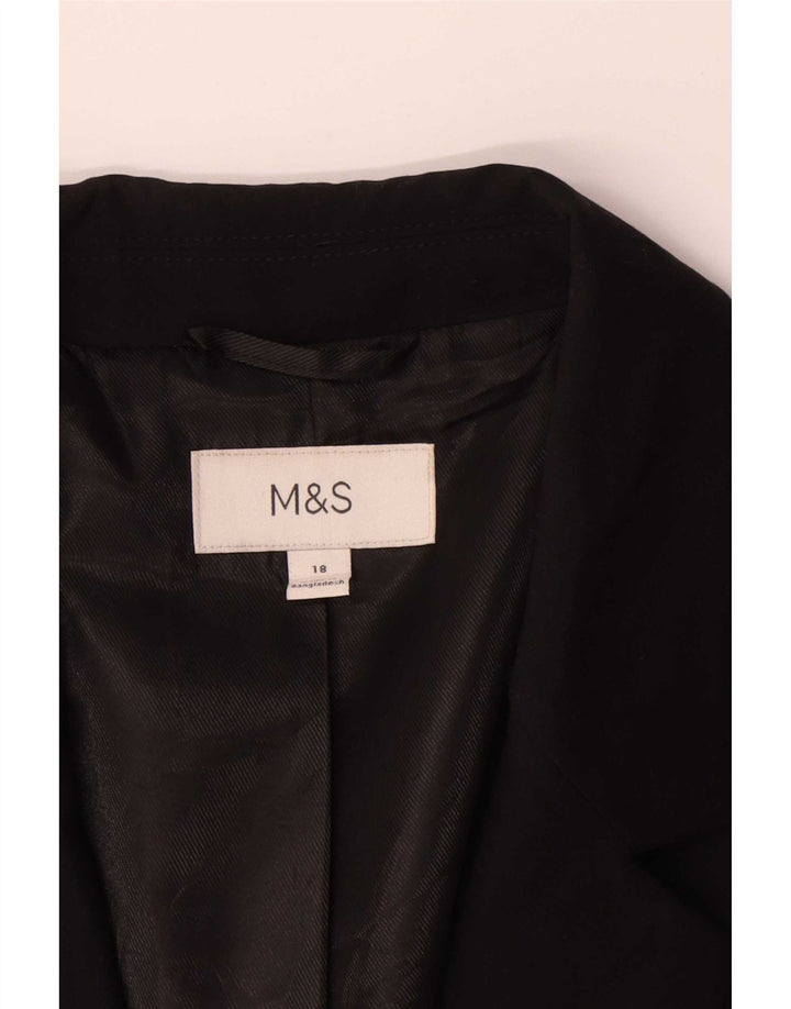 Giacca blazer a 1 bottone da donna Marks & Spencer UK 18 XL poliestere nero