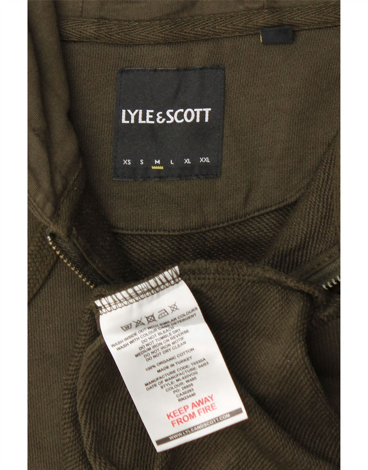 Maglione con cappuccio e zip da uomo Lyle & Scott in cotone kaki medio