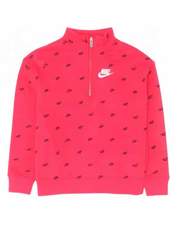 Felpa Nike per ragazze con grafica 1/4 zip, 6-7 anni, grande, cotone rosso