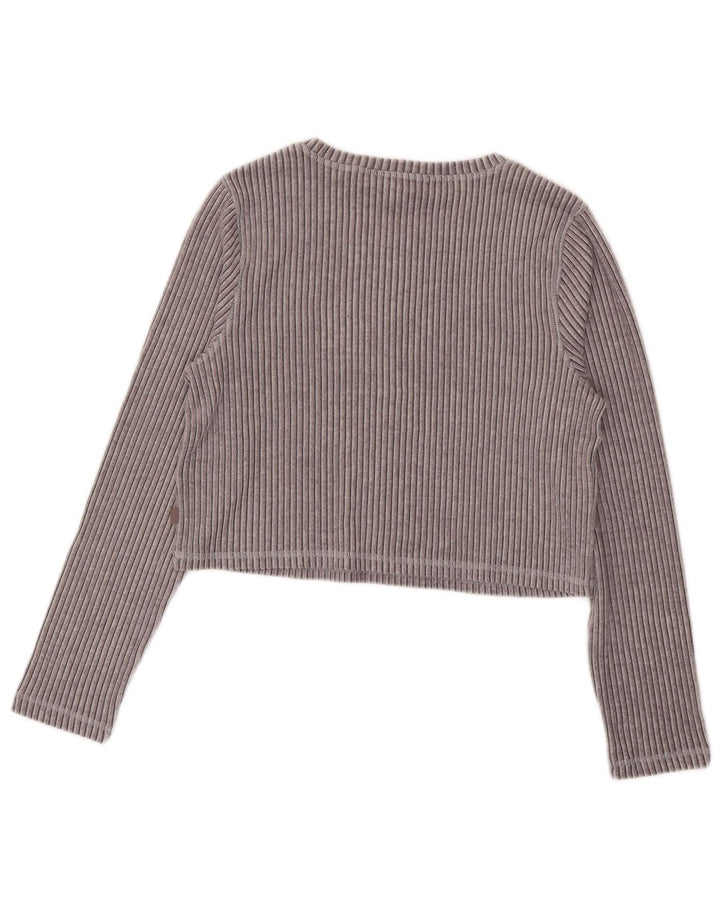 Marks & Spencer Top corto da donna a maniche lunghe UK 16 Large in viscosa grigia