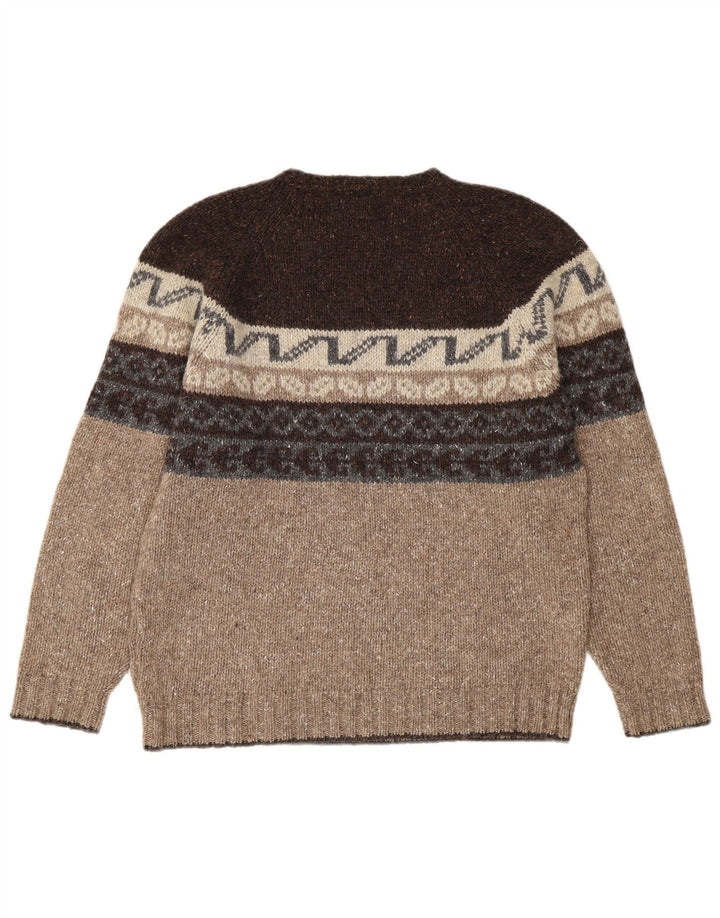 Maglione maglione girocollo da uomo Invicta in lana Fair Isle marrone medio