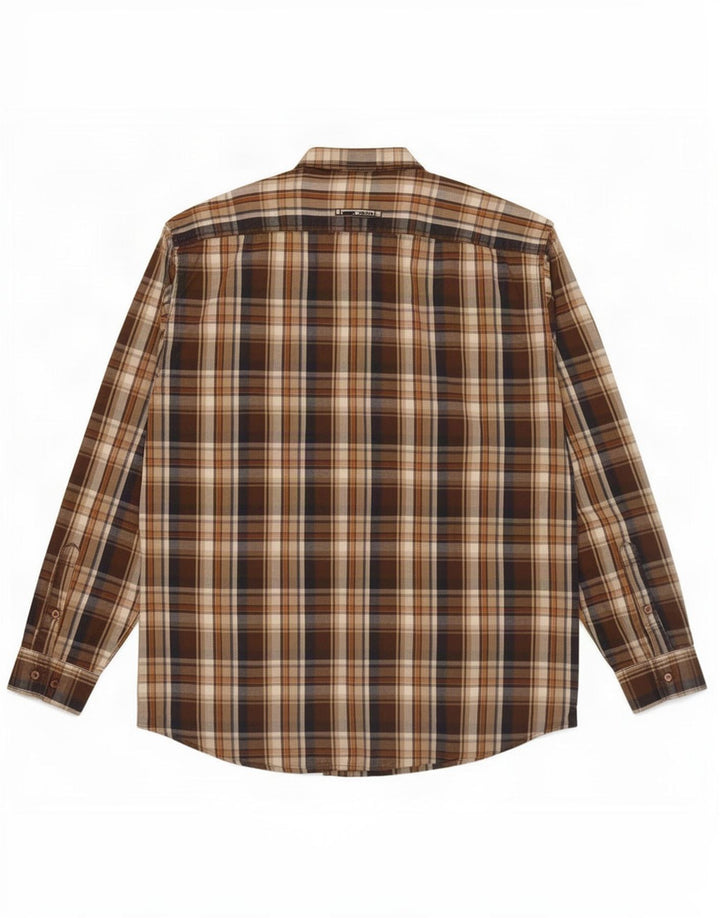 Camicia da uomo Camel Active 2XL in cotone a quadri marrone