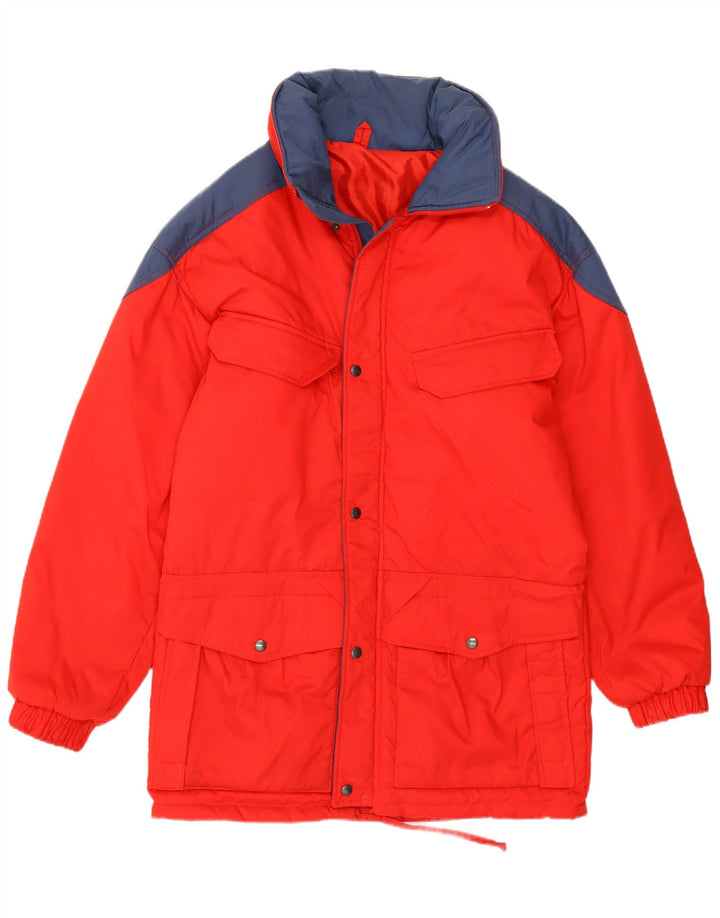 Giacca a vento con cappuccio da uomo VINTAGE IT 46 Large Red Colourblock