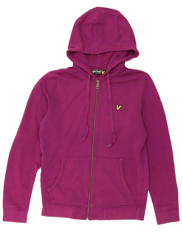 Lyle & Scott, maglione con cappuccio e zip oversize da donna, UK 10, piccolo cotone viola