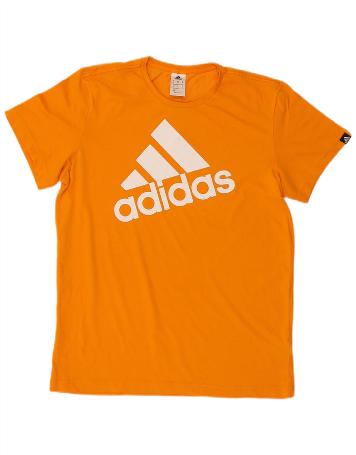 T-shirt grafica da uomo Adidas Top in cotone arancione medio