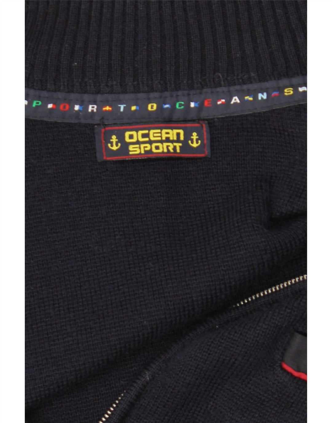 Maglione cardigan con zip intera vintage da uomo blu navy medio