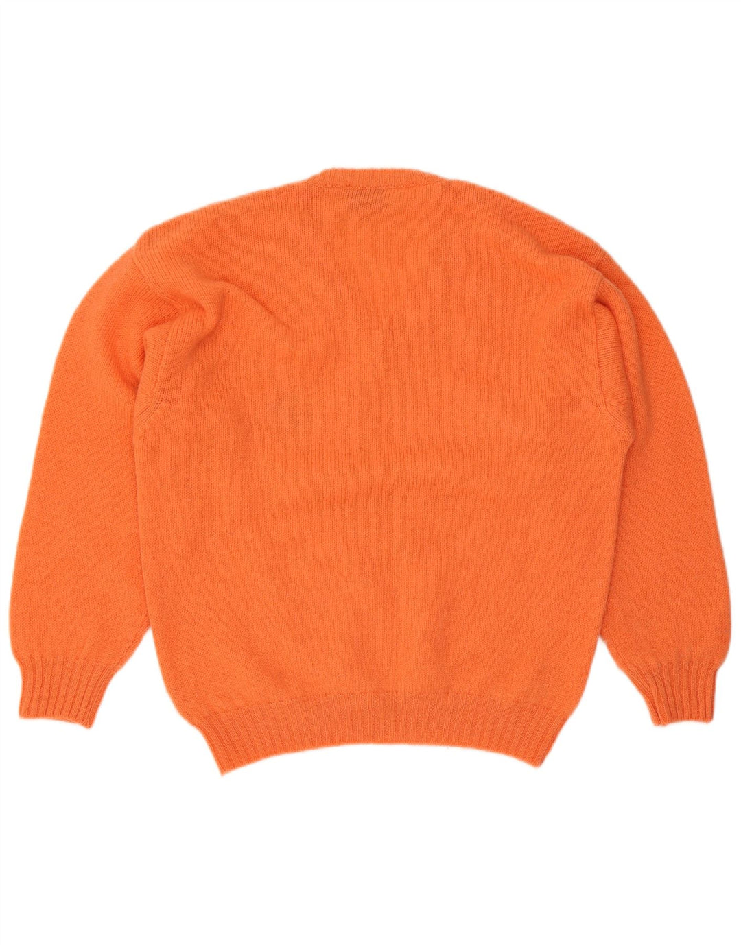 Maglione vintage da uomo con scollo a V, grande, in lana arancione