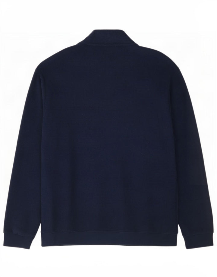 Maglione in pile da uomo Adidas con zip e collo medio in poliestere blu navy