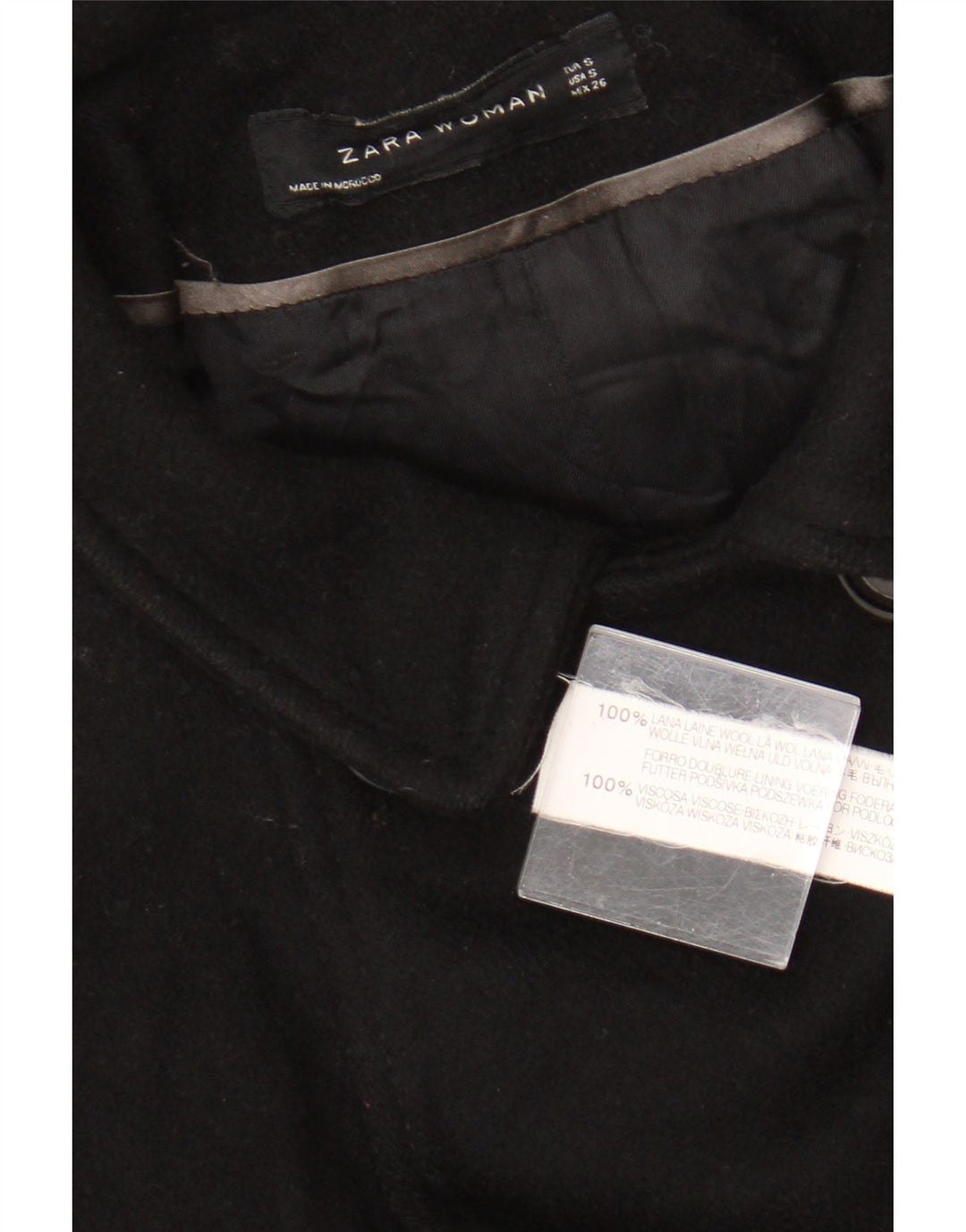 Cappotto doppiopetto da donna Zara UK 10 piccolo in lana nera