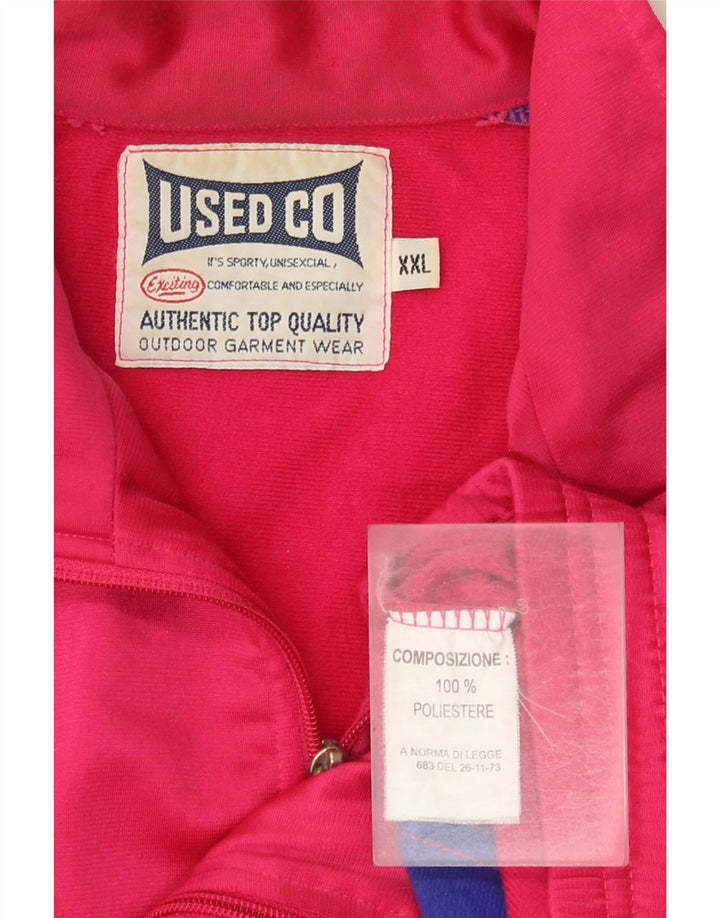 Giacca da tuta grafica da uomo vintage 2XL Poliestere color block rosa