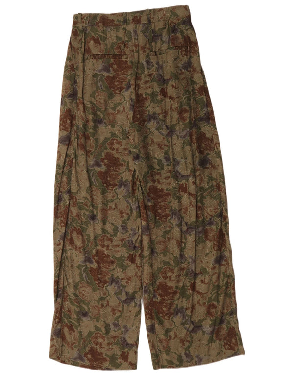 Pantaloni casual a vita alta da donna Jigsaw UK 8 piccoli W28 L30 verde floreale