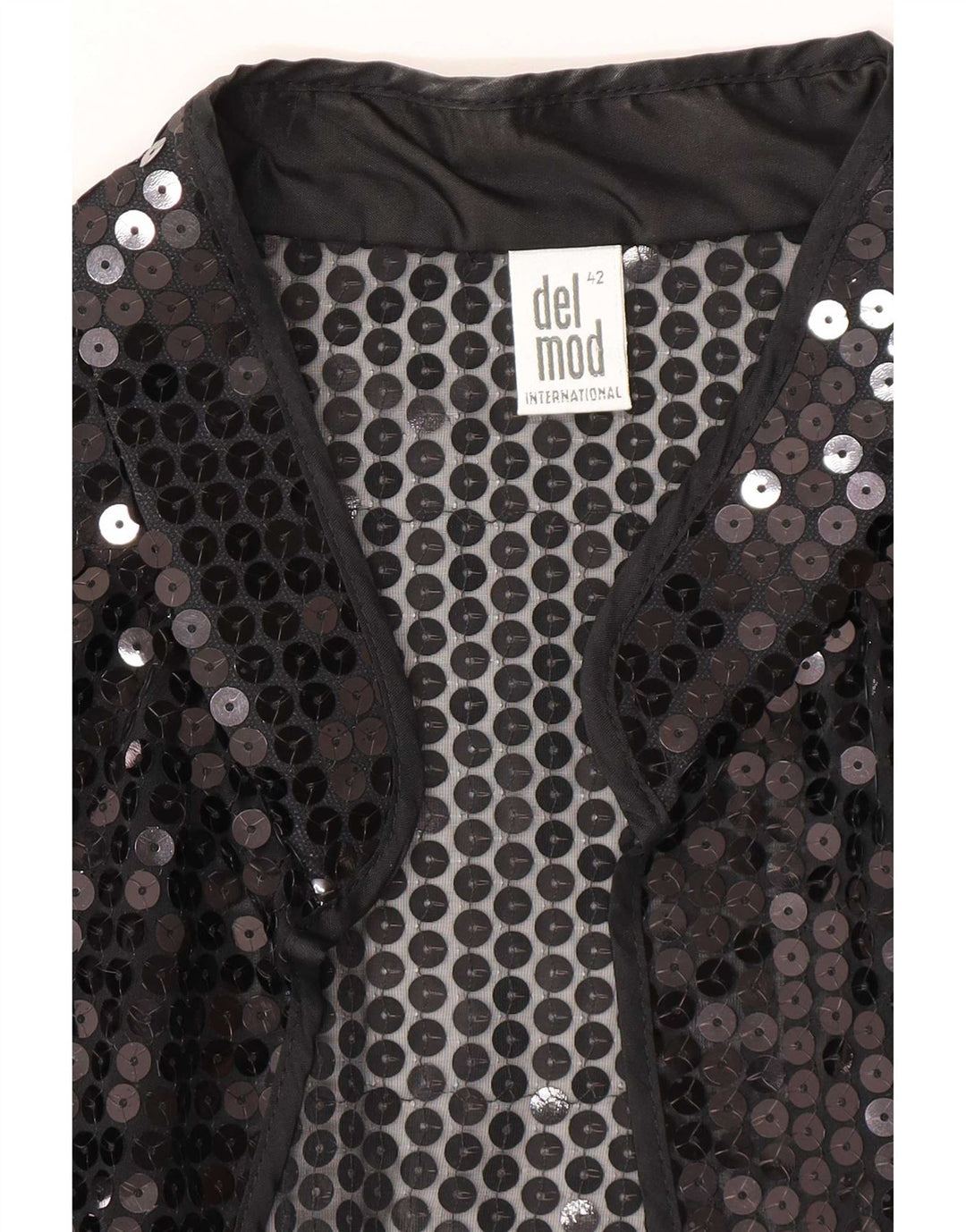 Cardigan da donna con paillettes trasparenti Del Mod Top EU 42 grande poliestere nero