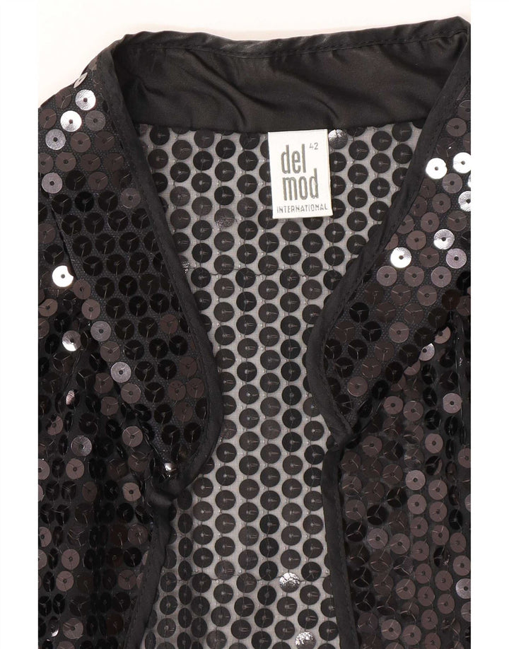 Cardigan da donna con paillettes trasparenti Del Mod Top EU 42 grande poliestere nero
