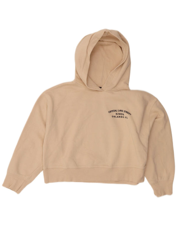 Maglione con cappuccio grafico corto da donna Zara UK 14 Beige medio