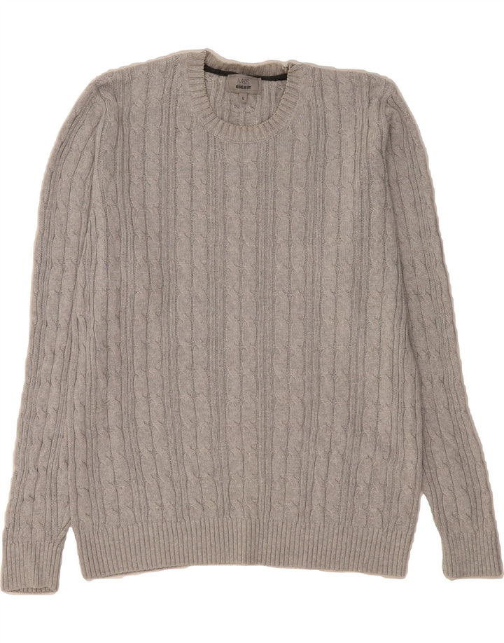 MARKS & SPENCER Mens Regular Fit Crew Neck Jumper Sweater Large Grey Vintage Marks & Spencer and Second-Hand Marks & Spencer from Messina Hembry 