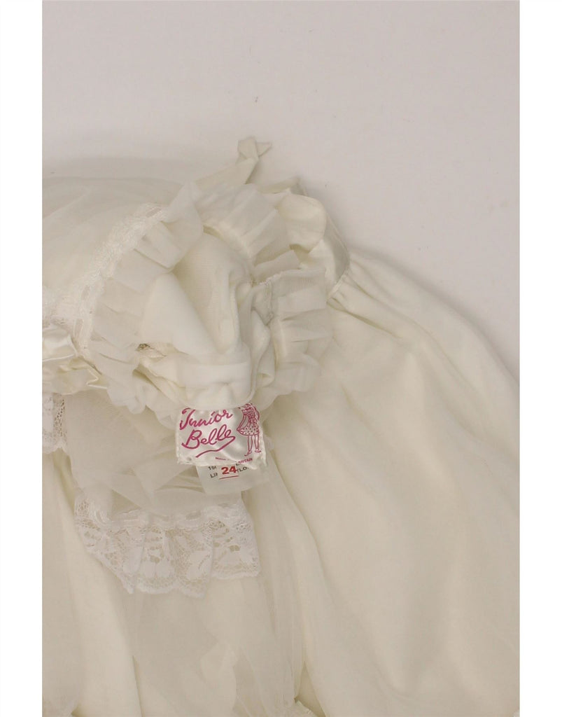 VINTAGE Baby Girls Long Sleeve Maxi Dress 18-24 Months Off White Nylon Vintage Vintage and Second-Hand Vintage from Messina Hembry 