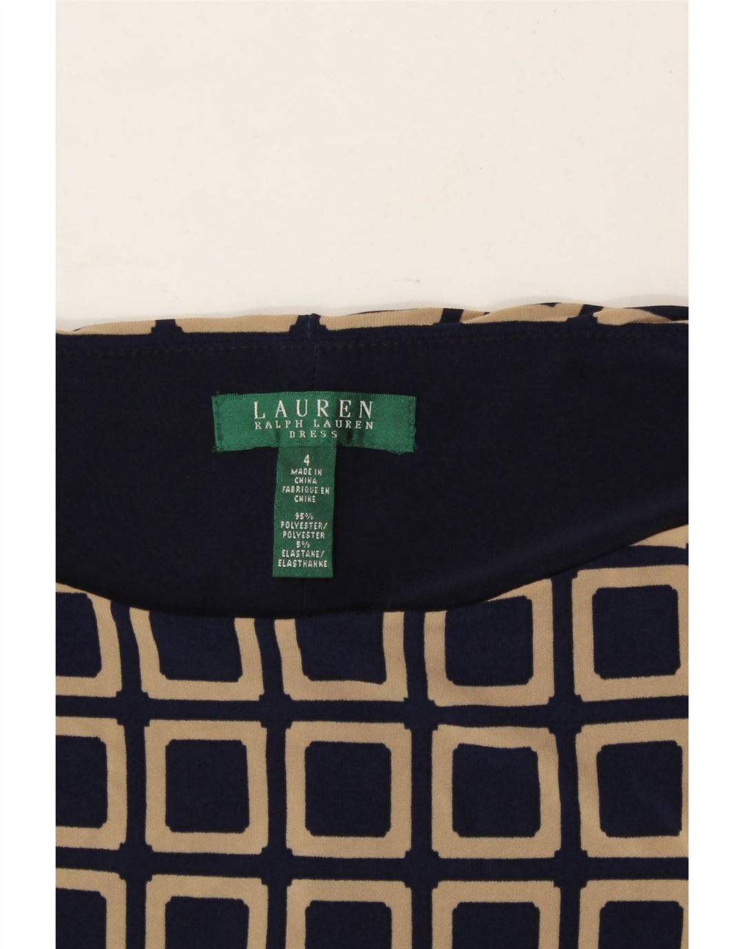 RALPH LAUREN Womens Bodycon Dress US 4 Small Navy Blue Geometric Polyester Vintage Ralph Lauren and Second-Hand Ralph Lauren from Messina Hembry 
