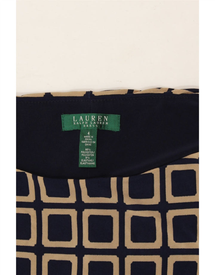 RALPH LAUREN Womens Bodycon Dress US 4 Small Navy Blue Geometric Polyester Vintage Ralph Lauren and Second-Hand Ralph Lauren from Messina Hembry 