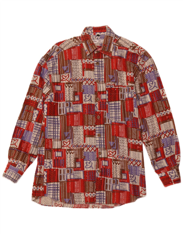 Angelo Litrico Camicia da uomo in velluto a coste taglia 37/38 piccolo cotone patchwork rosso