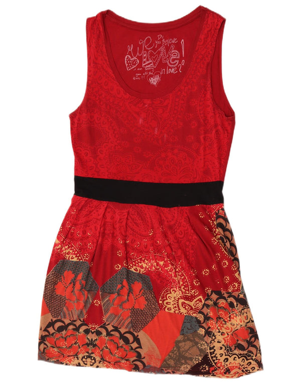 Desigual Abito tubino senza maniche con grafica da donna UK 14 Grande rosso floreale
