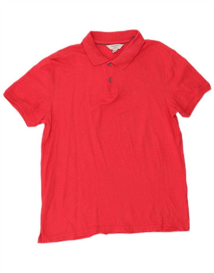 Polo da uomo Body Fit Calvin Klein in cotone rosso medio