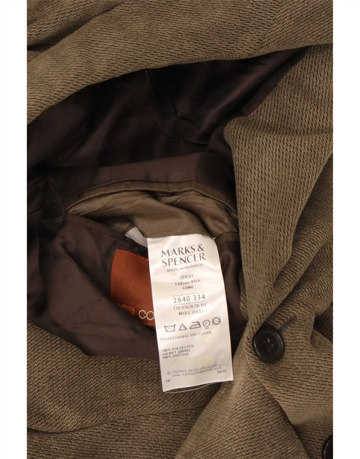 Giacca blazer lunga a 3 bottoni Marks & Spencer da uomo UK 44 XL viscosa marrone
