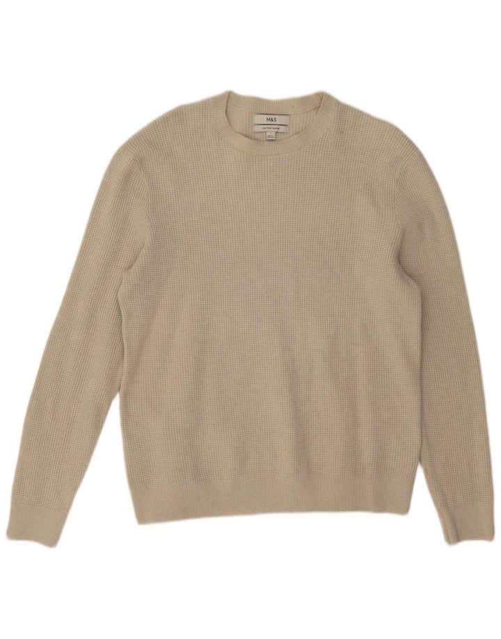 Maglione maglione girocollo da uomo Marks & Spencer grande poliestere beige