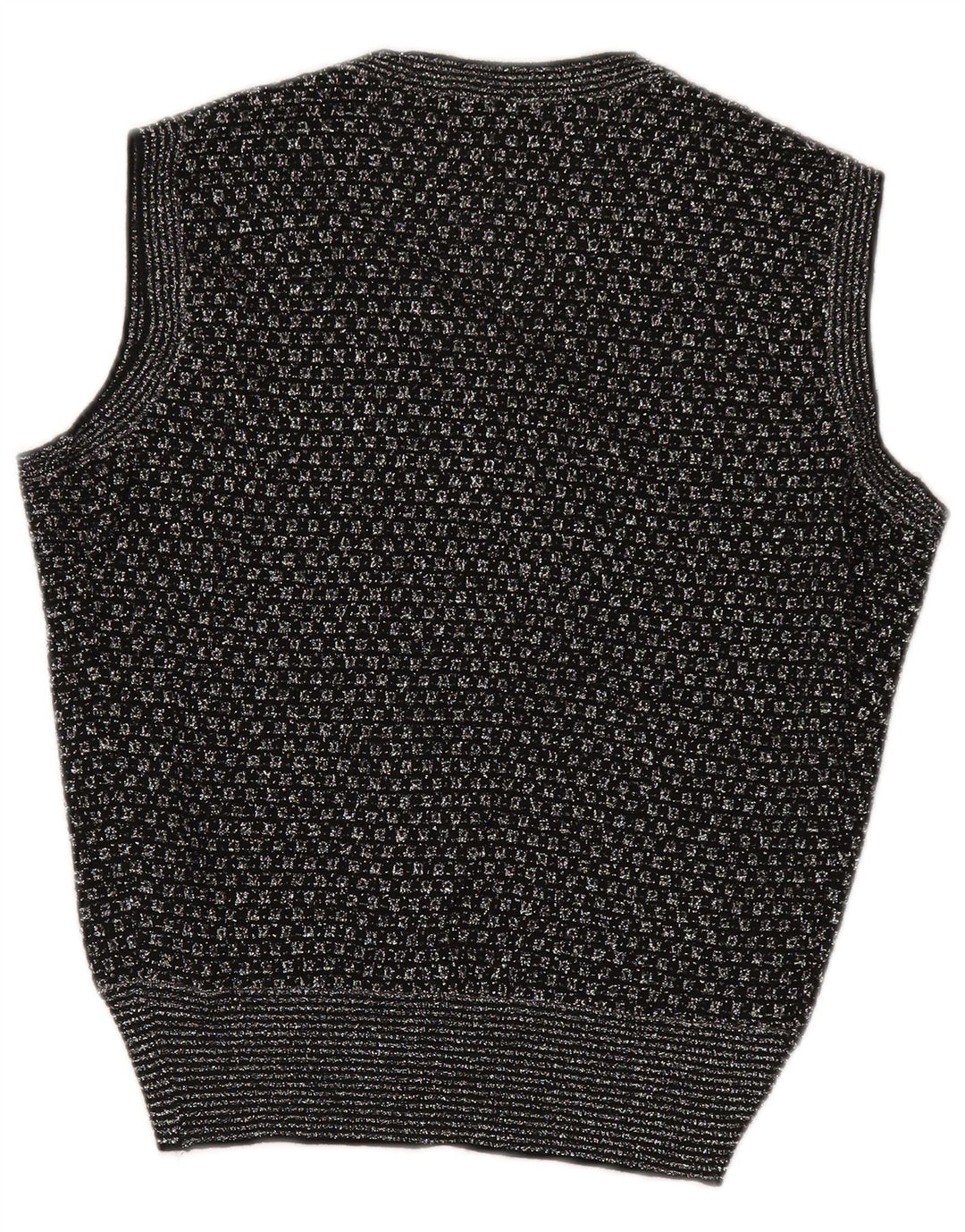 Canottiera vintage da donna UK 14 media nera geometrica