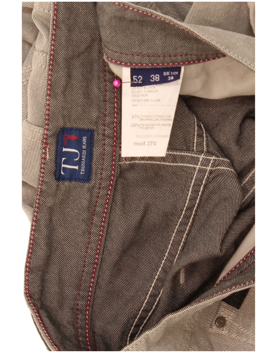 Jeans Straight Uomo Trussardi W36 L31 Cotone Beige