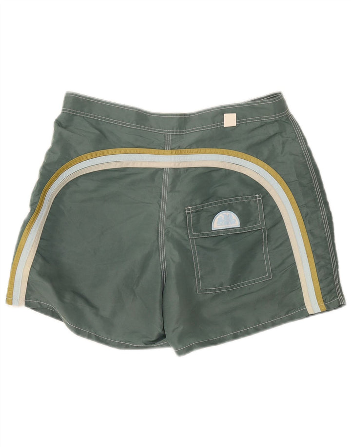 Pantaloncini da bagno da uomo Sundek in nylon color block verde medio