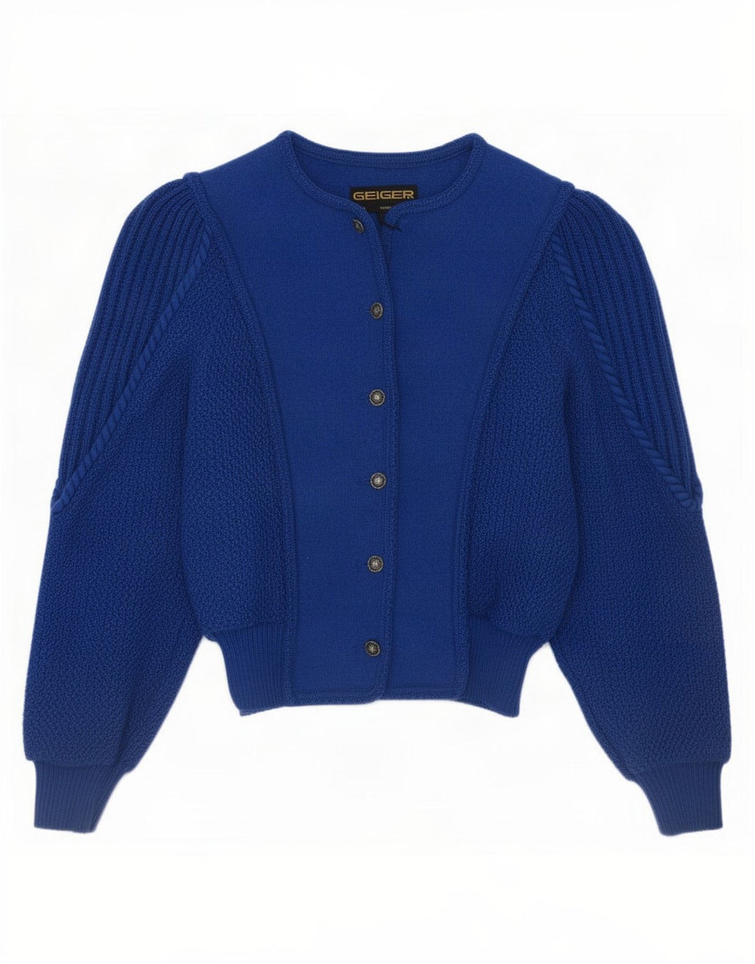 Maglione cardigan da donna Geiger EU 36 piccolo blu lana vergine